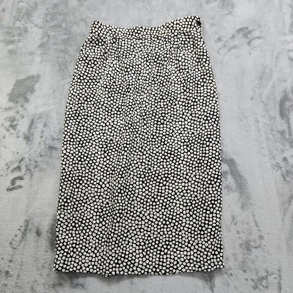 Vintage 80s Francesca of Damon Skirt Set Size 8 Black White Silk Peplum Pencil - Picture 9 of 16
